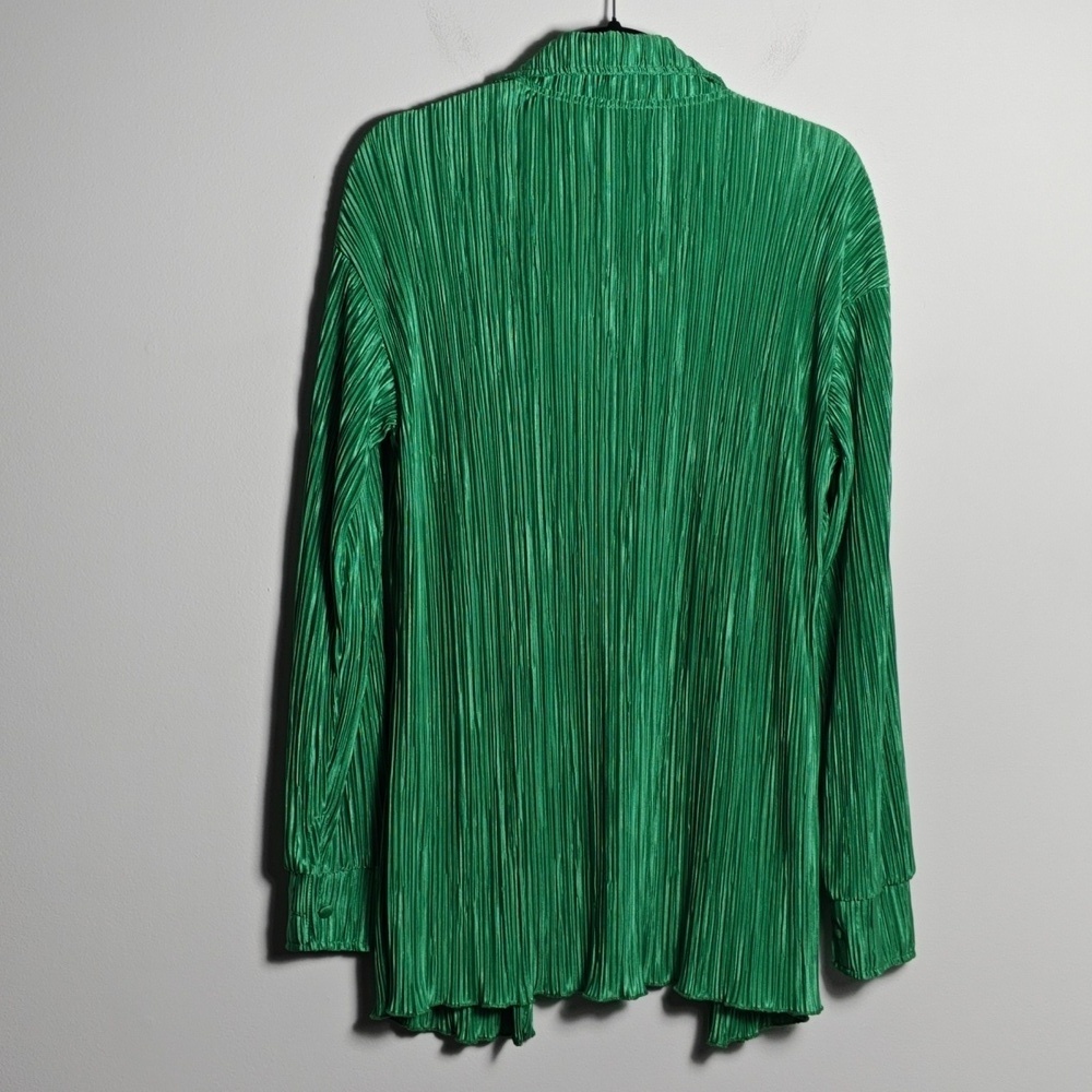 Oversized 2piece Pleated Long Sleeve Button Blouse Top Wide Leg Short Set Size S - Picture 8 of 16